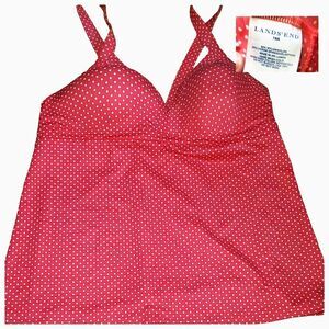 COPY Lands End Size 18 A Tankini Top Swim Pink Polka Dot Barbie Molded Bra‎